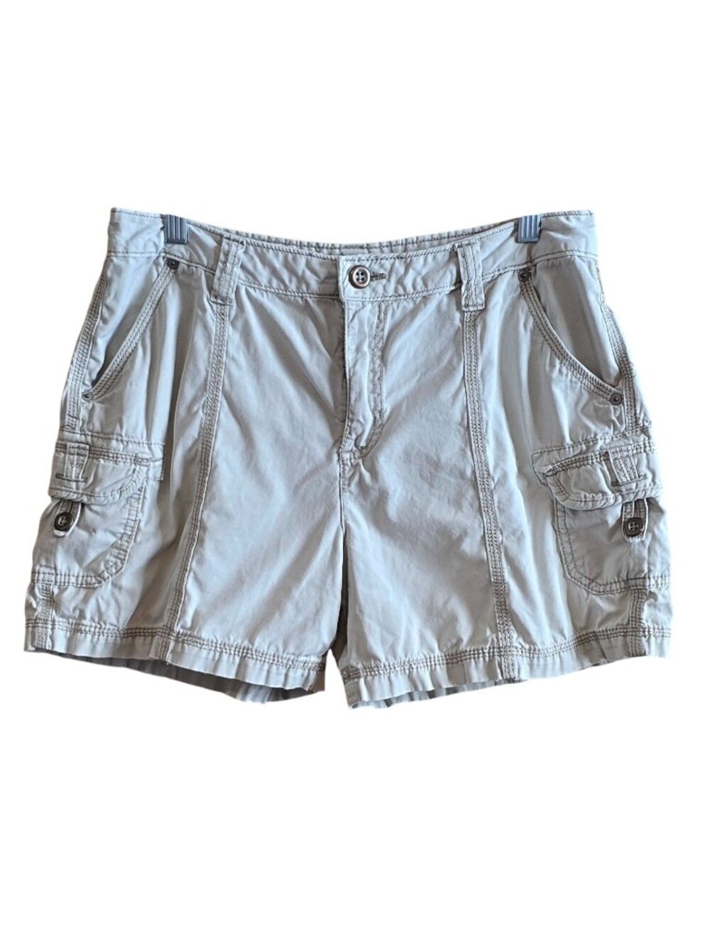 Faded Glory Womens Beige Cargo Shorts Heavy Stitching Size 10
